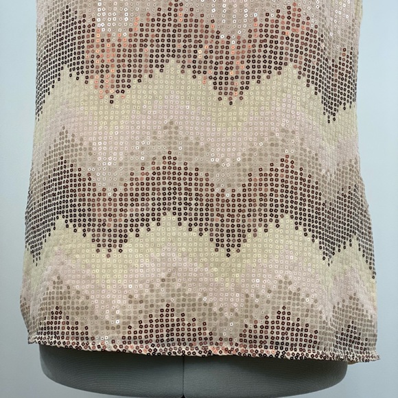 Fossil Medium Sequin Tank Rose Gold Copper Blush Champagne Ombre Chevron Cami - Picture 8 of 14